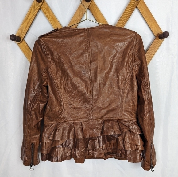 3.1 Phillip Lim Brown Leather Moto Jacket Size 4 - Picture 5 of 12